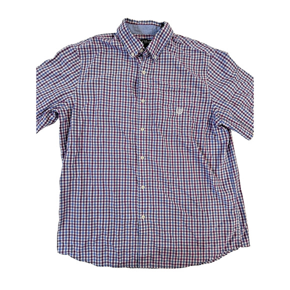 Ralph Lauren Chaps Shirt Mens XL Blue Short Sleeve Plaid Button Ups LOT Of 2 - Picture 2 of 7